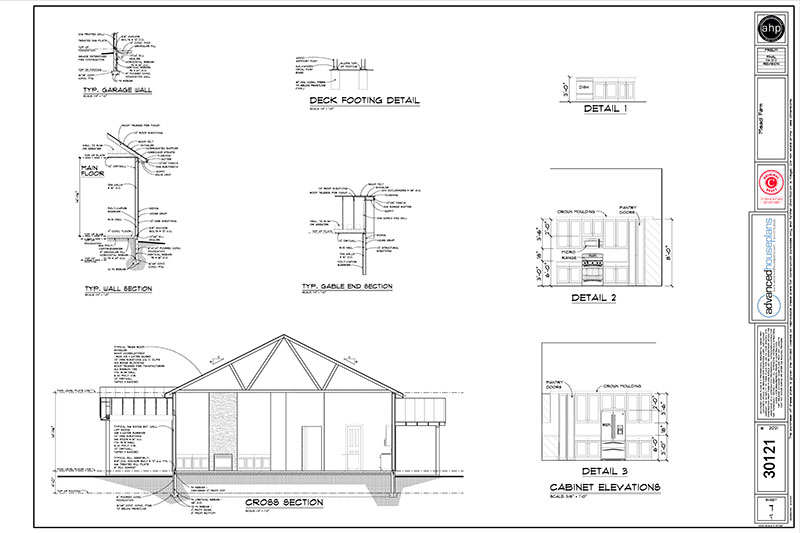 Typical Wall Section, Stair Section, Cabinets Sheet