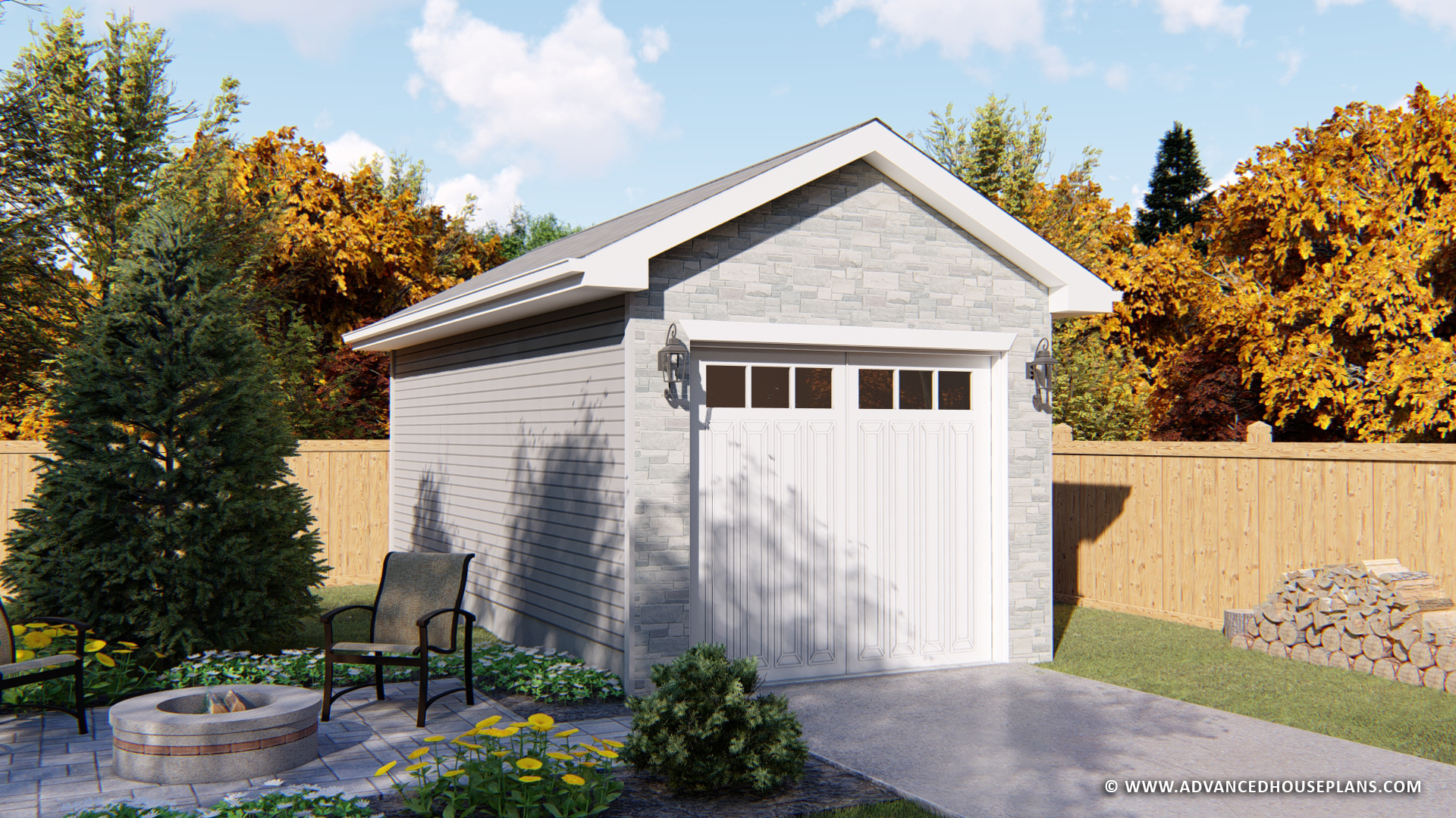 1 Car Detached Garage Plan | Blaine