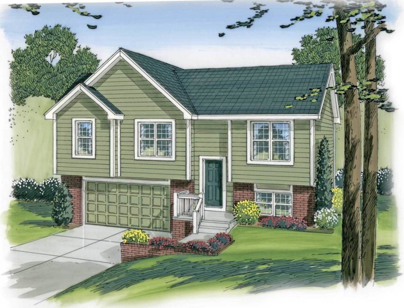 Split Level Traditional House Plan | Richland