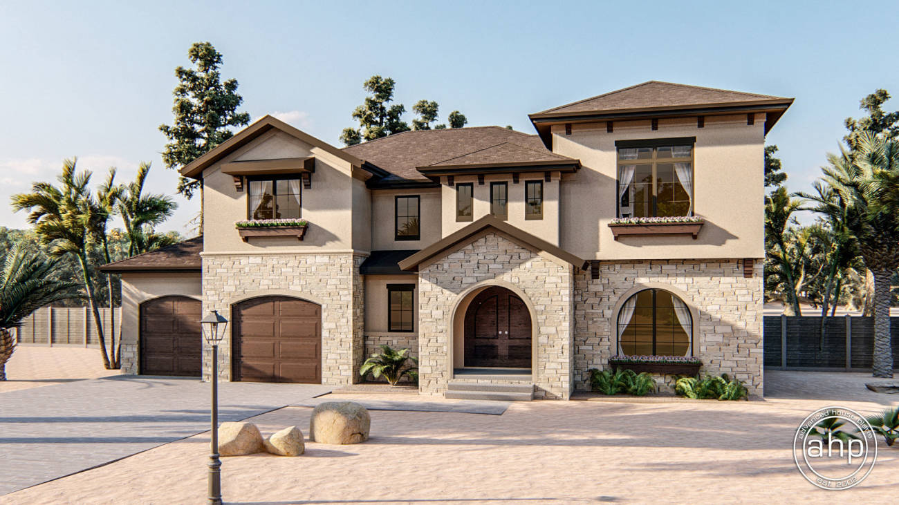 1.5 Story Mediterranean House Plan | Faith Jueen