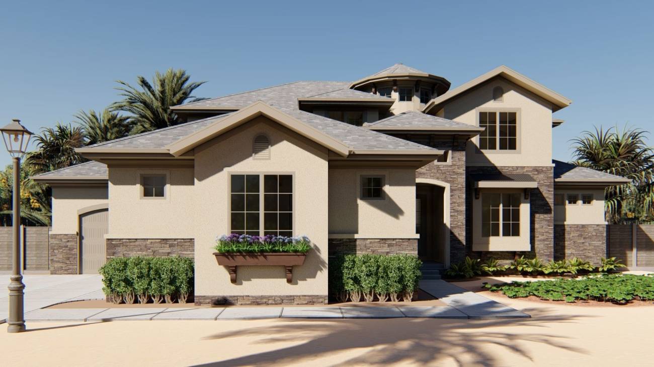 1.5 Story Mediterranean House plans | McCarville