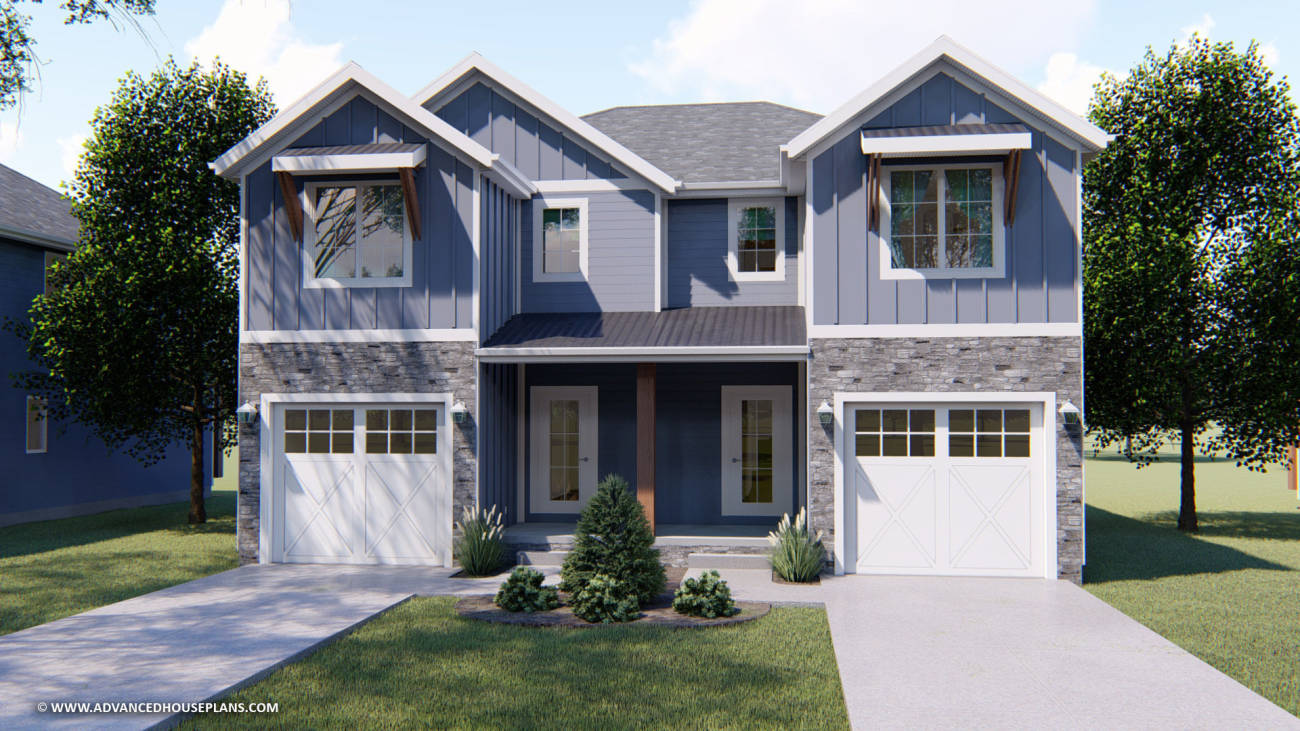 2 Story Multi-Family Craftsman House Plan | Degan Park