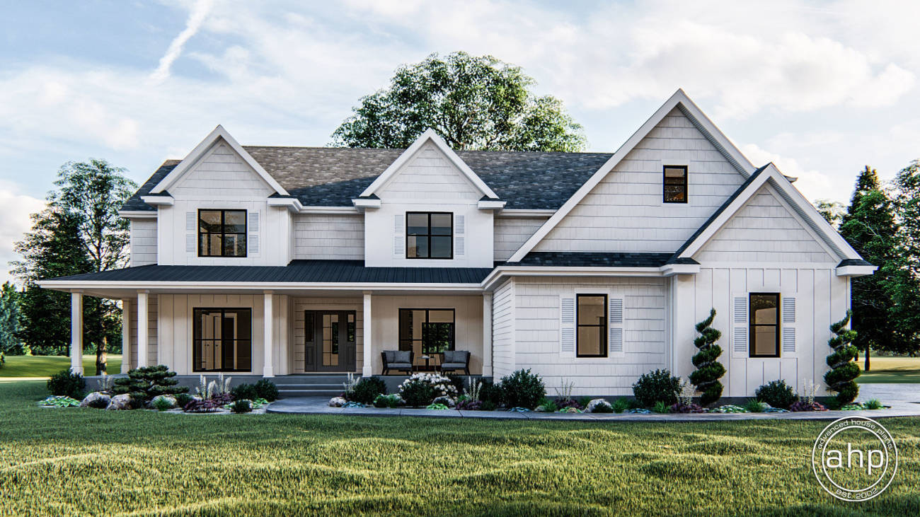 1.5 Story Modern Farmhouse House Plan | Pine Valley