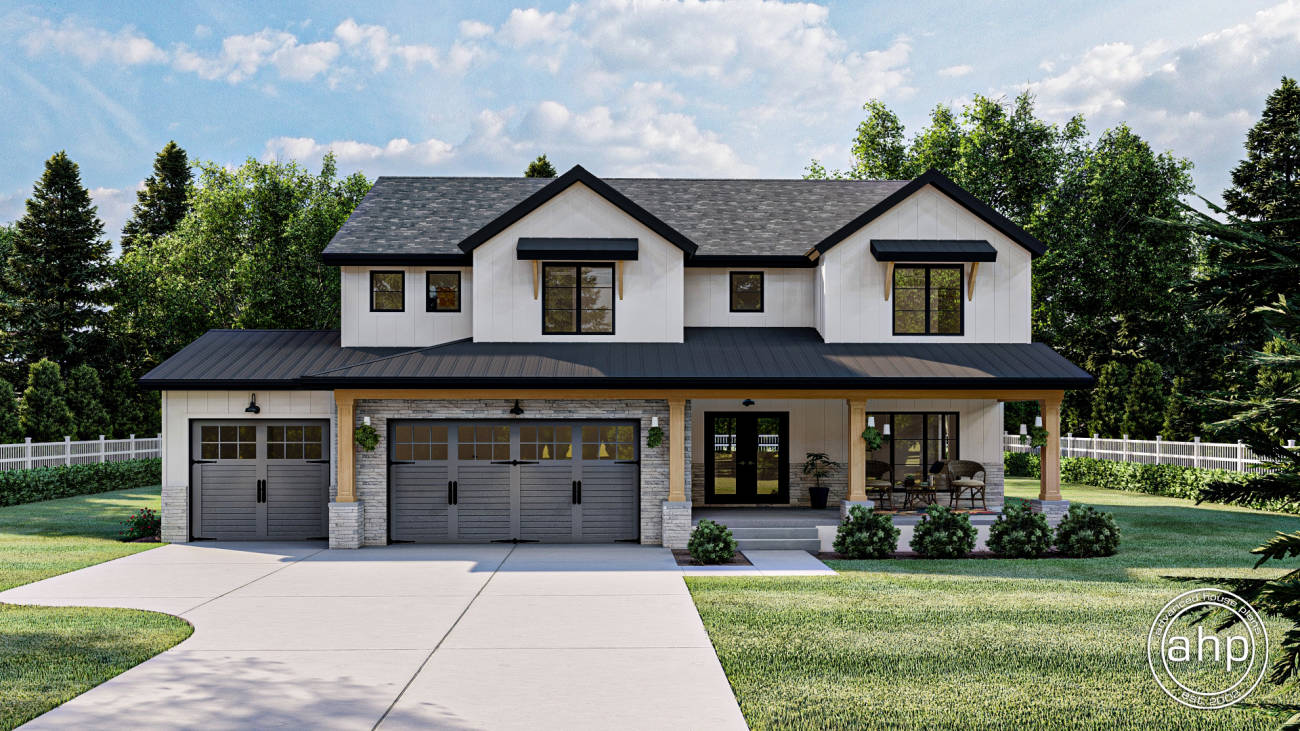 2 Story Modern Farmhouse House Plan | Poplar View