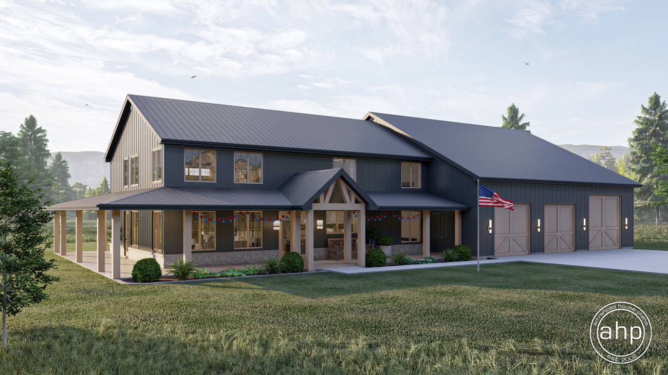 Barndominium House Plan w/ Oversized RV Garage | Arlington Heights